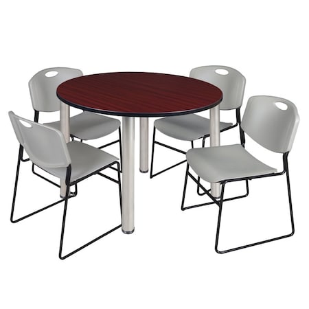 Regency Kee Round Table & Chair Set, Wood, Metal, Polypropylene Top TB48RNDMHBPCM44GY
